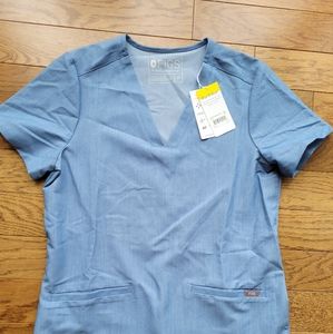 Figs heather denim Casma xs scrub top